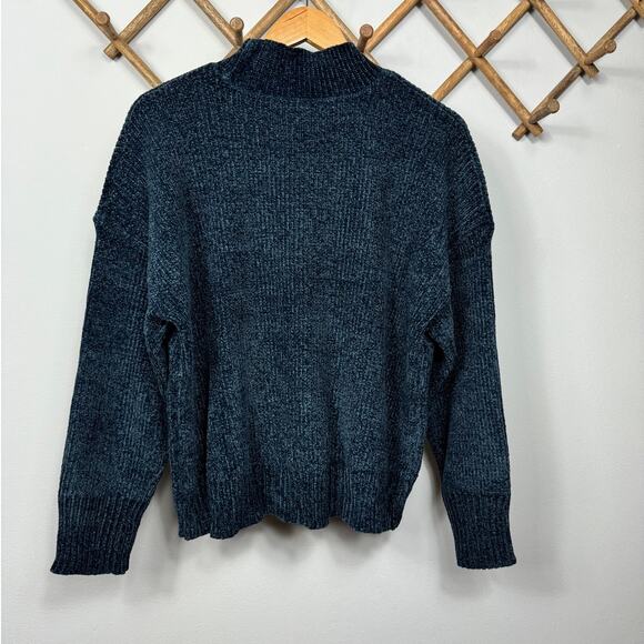 Sanctuary Chenille Mock Neck Sweater in NAvy Size XL - Picture 3 of 7